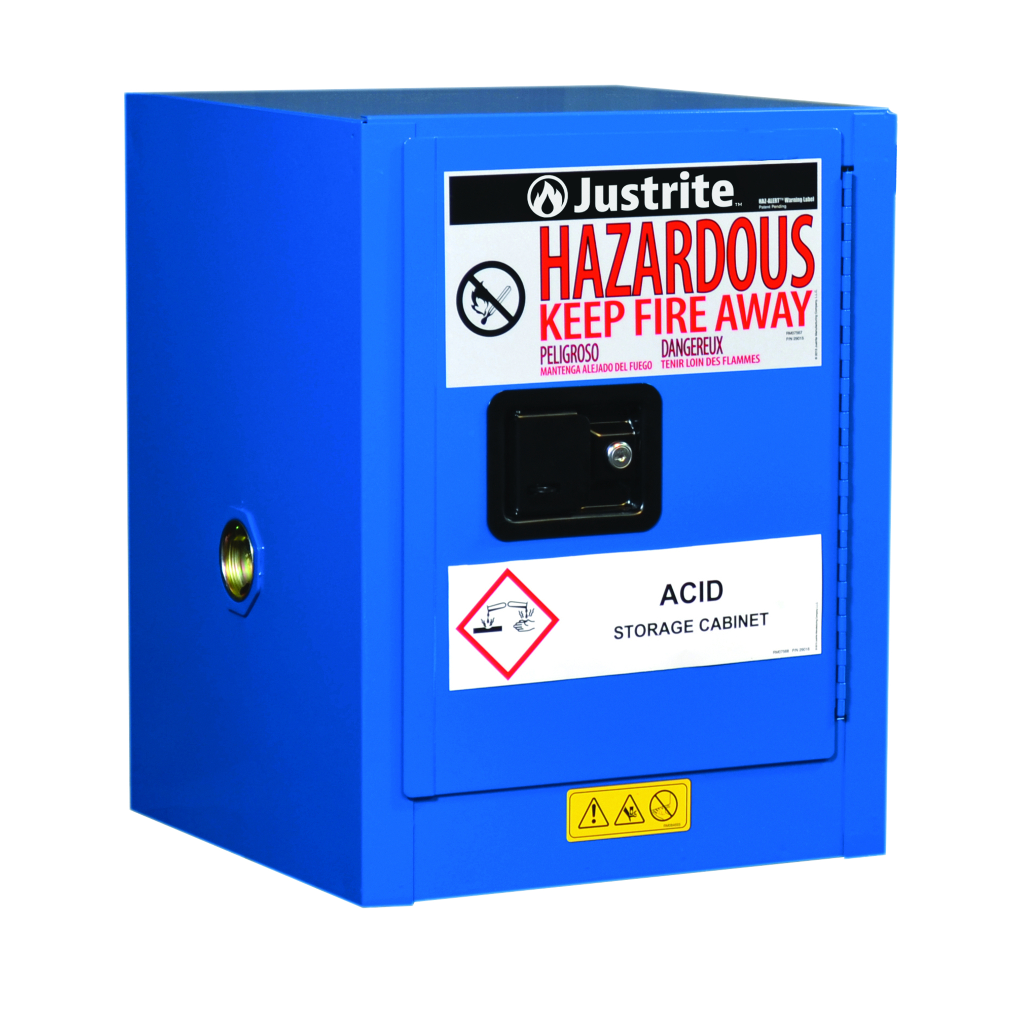 Justrite Hazardous Material Cabinet — 4 Gallon, 1 Shelf, 1 Door, Self-Close, ChemCor Compac Countertop, Royal Blue, Model# 8604282